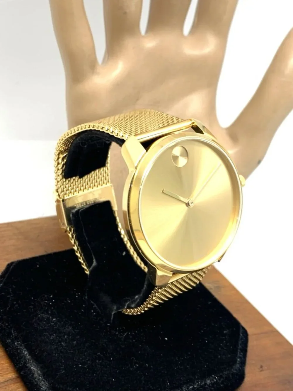 Movado Men's Watch 3600588 Bold Gold Dial Swiss Quartz Steel Mesh Bracelet 42mm